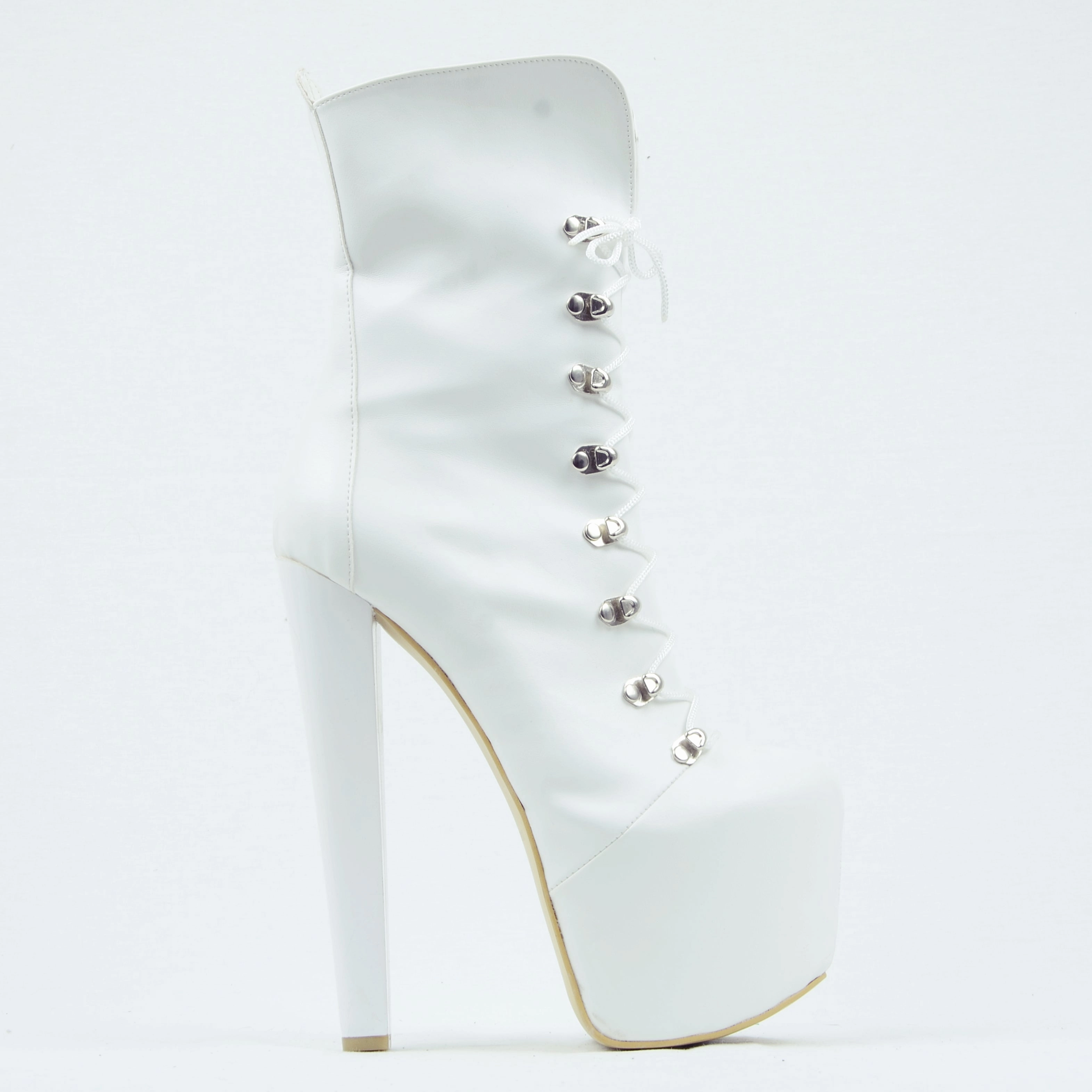 White Military Style Platform Boots
