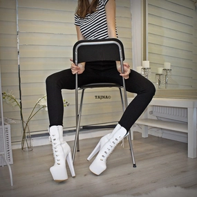 White Military Style Platform Boots