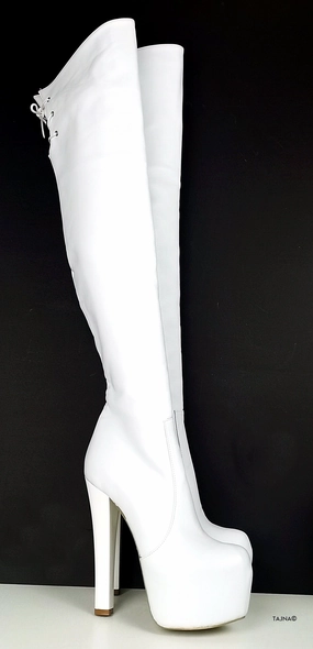White Over the Knee Platform Boots