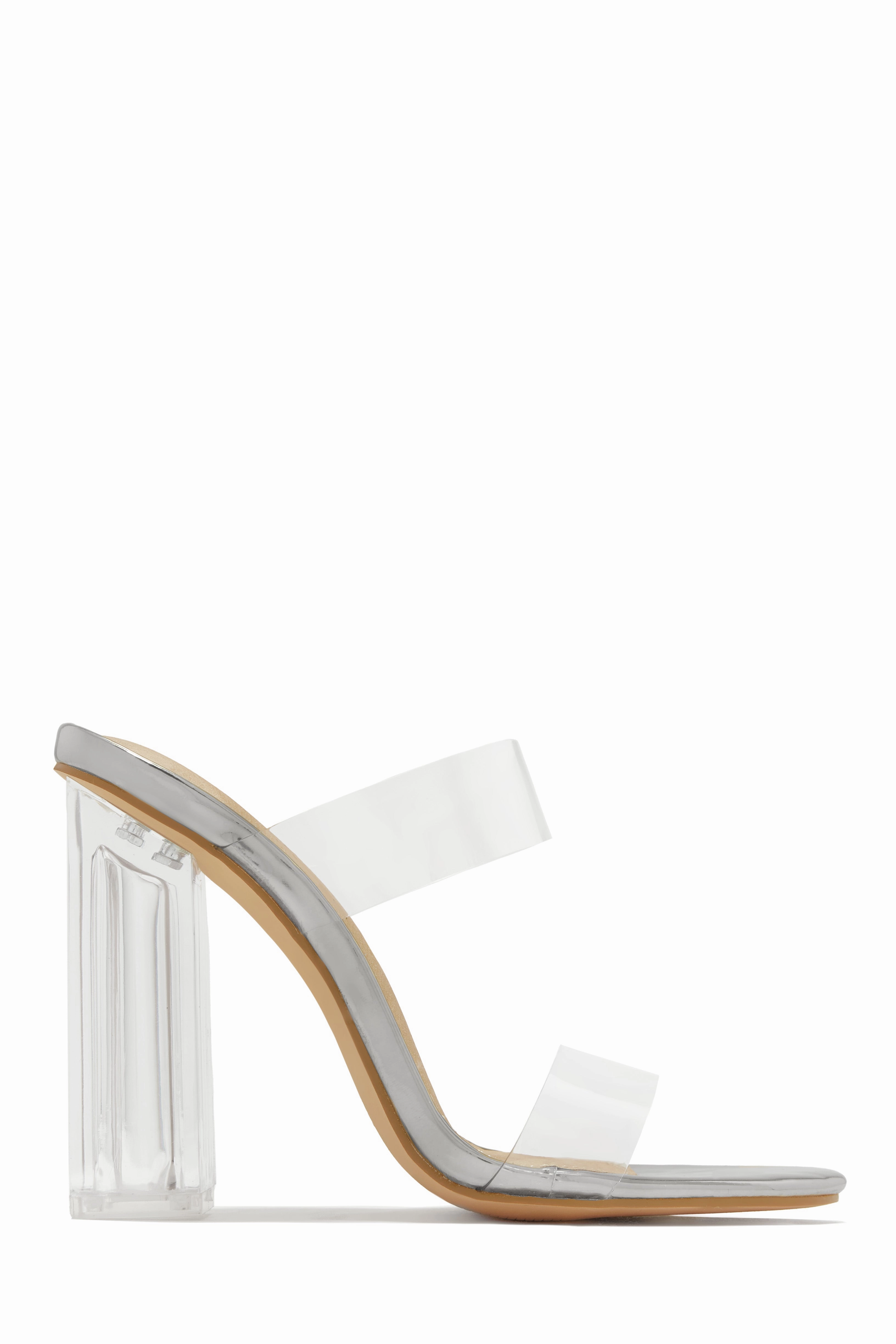 Your Next Date Clear Strap Block Heel Mules - Gold