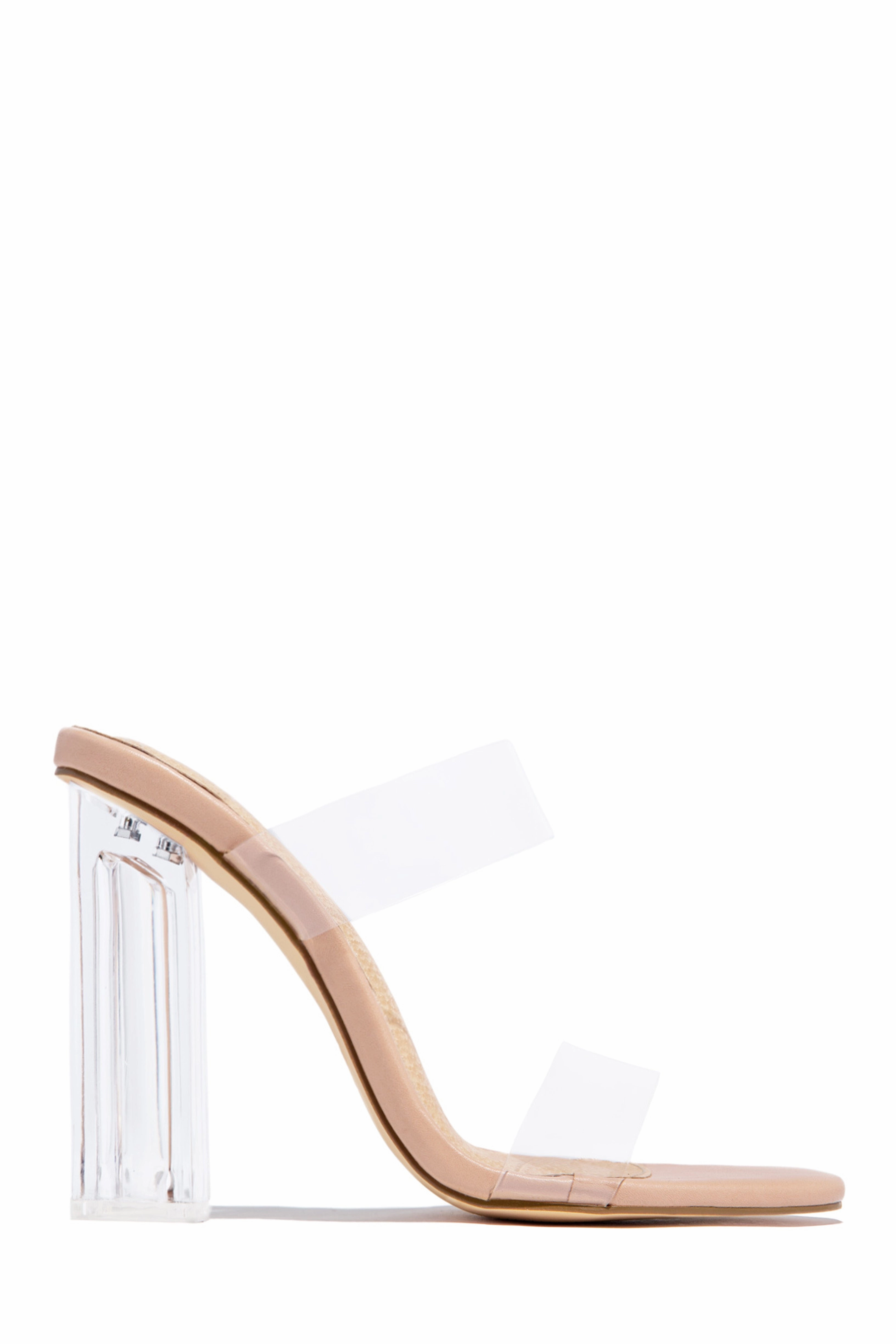 Your Next Date Clear Strap Block Heel Mules - Silver