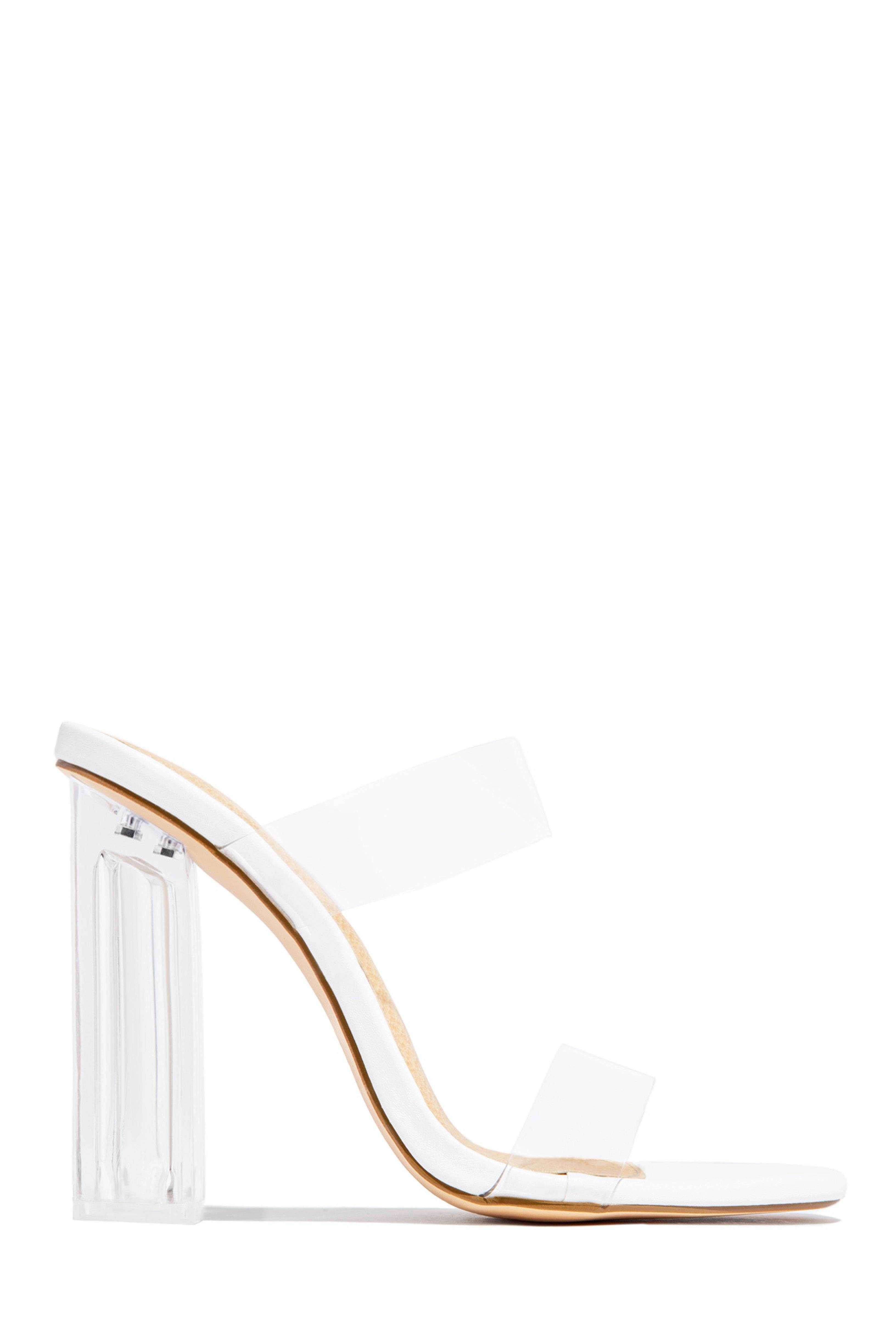 Your Next Date Clear Strap Block Heel Mules - Silver