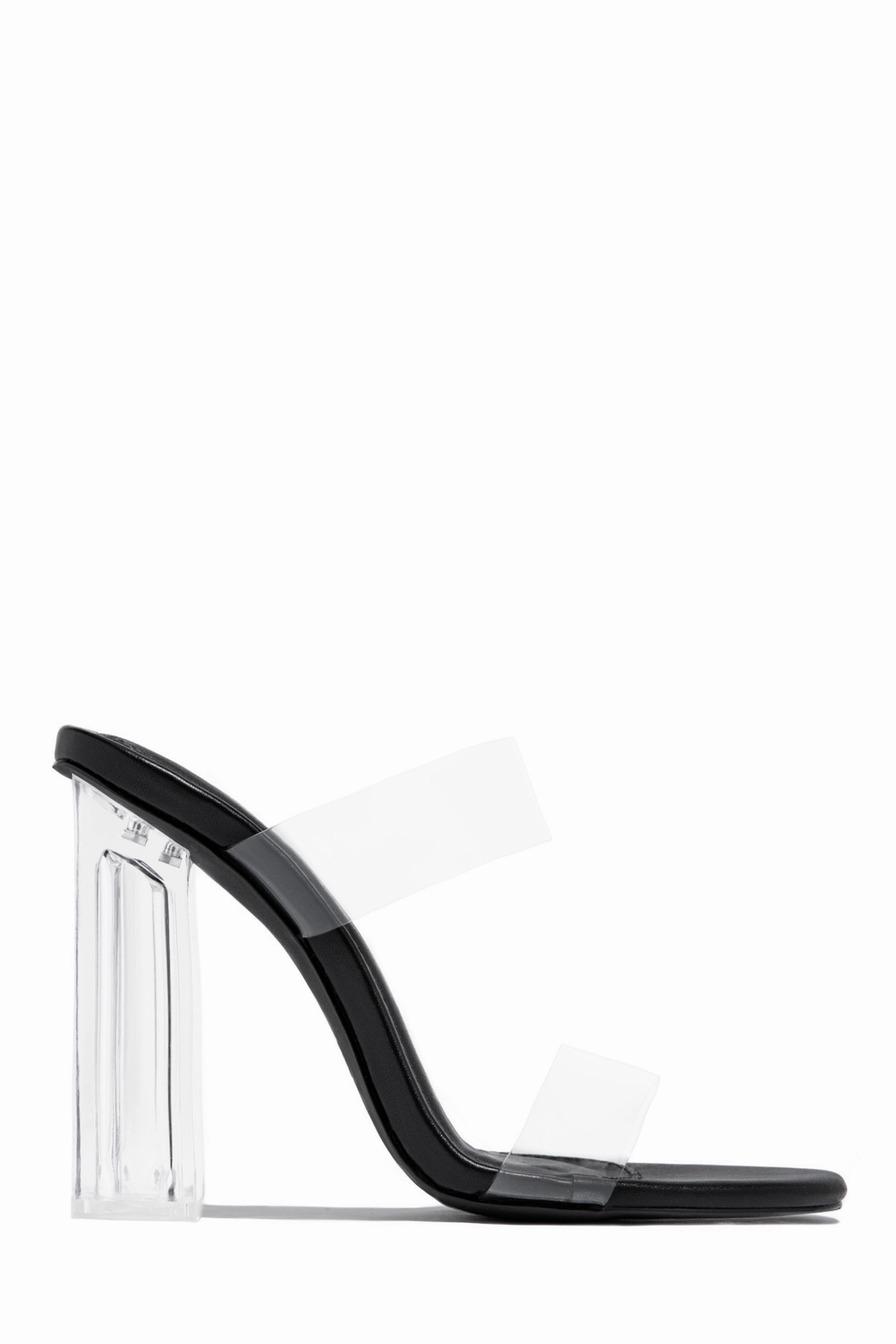 Your Next Date Clear Strap Block Heel Mules - Silver