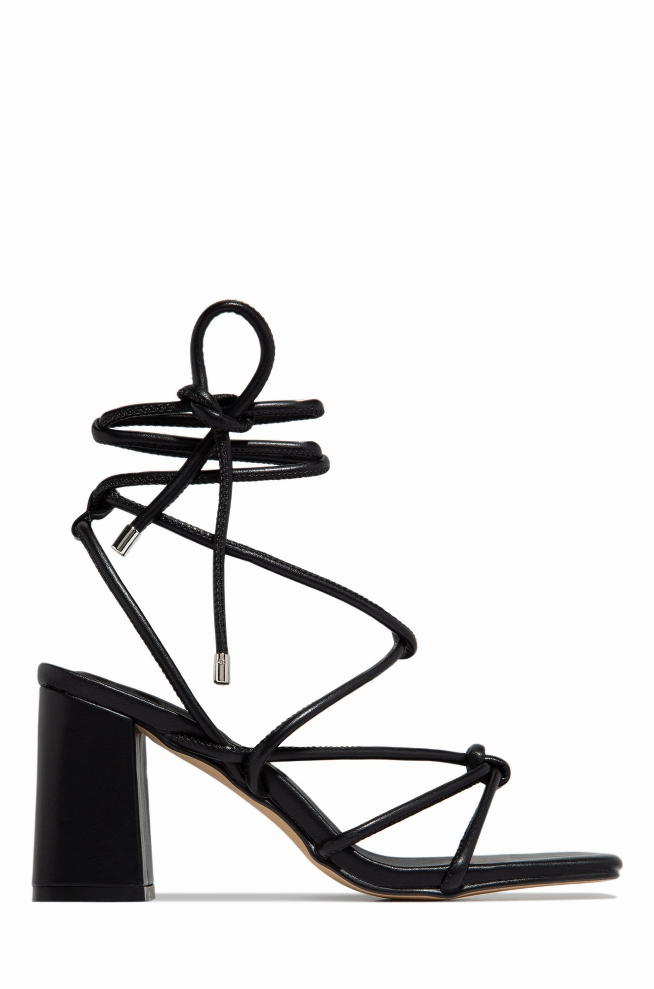 Zavey Lace Up Block Heels - Denim